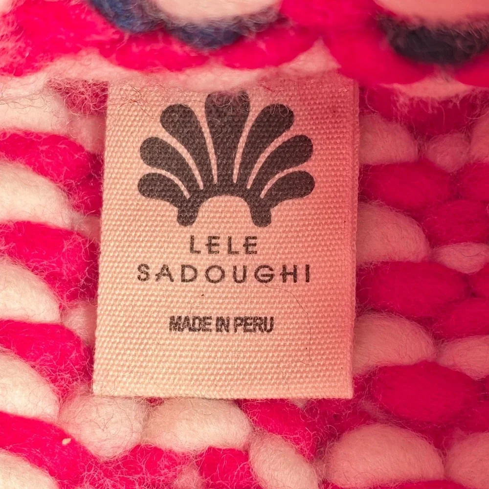 Lele Sadoughi Women Boston Beanie OS Red Melange Handmade Chunky Knit Winter NWT